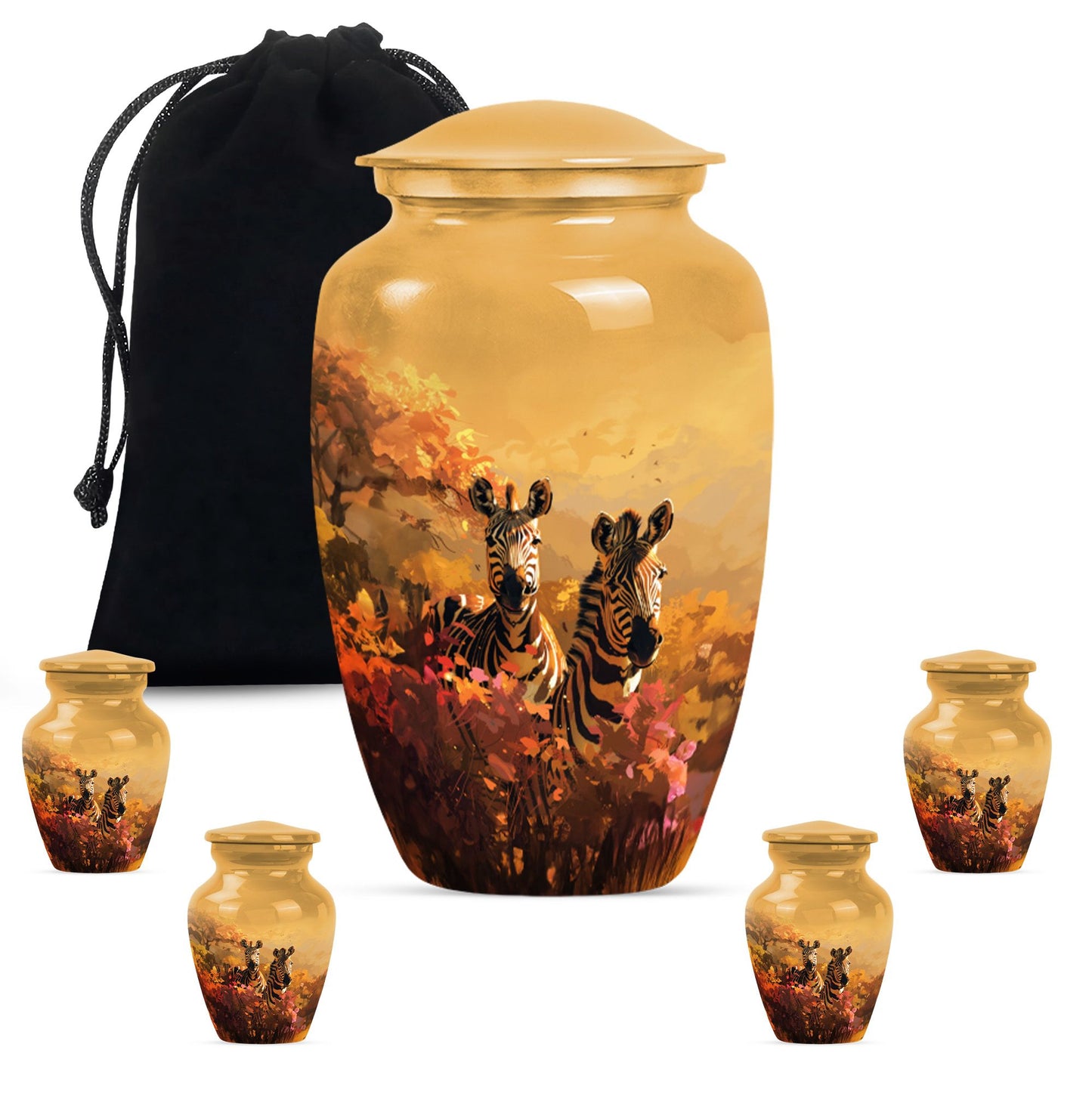 Personalized Zebra Cremation Urn for Human Ashes - 10-inch, 200 cu in - Yatskia