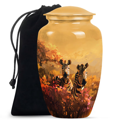 Personalized Zebra Cremation Urn for Human Ashes - 10-inch, 200 cu in - Yatskia