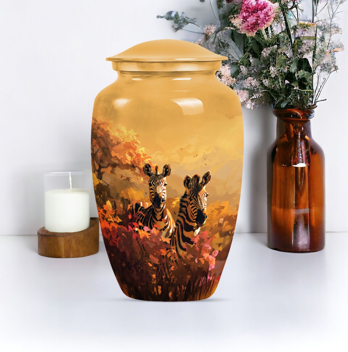 10 inch Aluminium Medium Zebra urn.