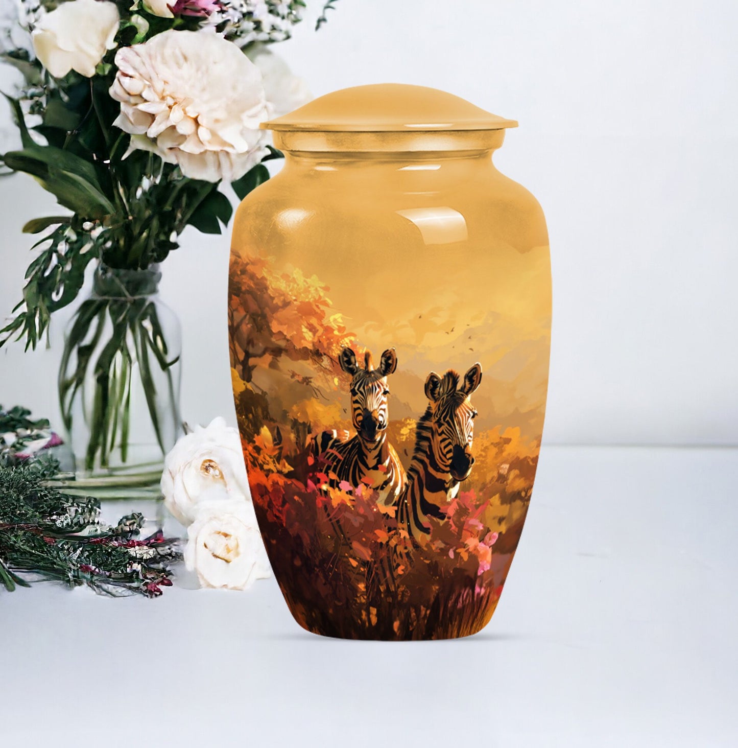 10 inch Aluminium Medium Zebra urn.
