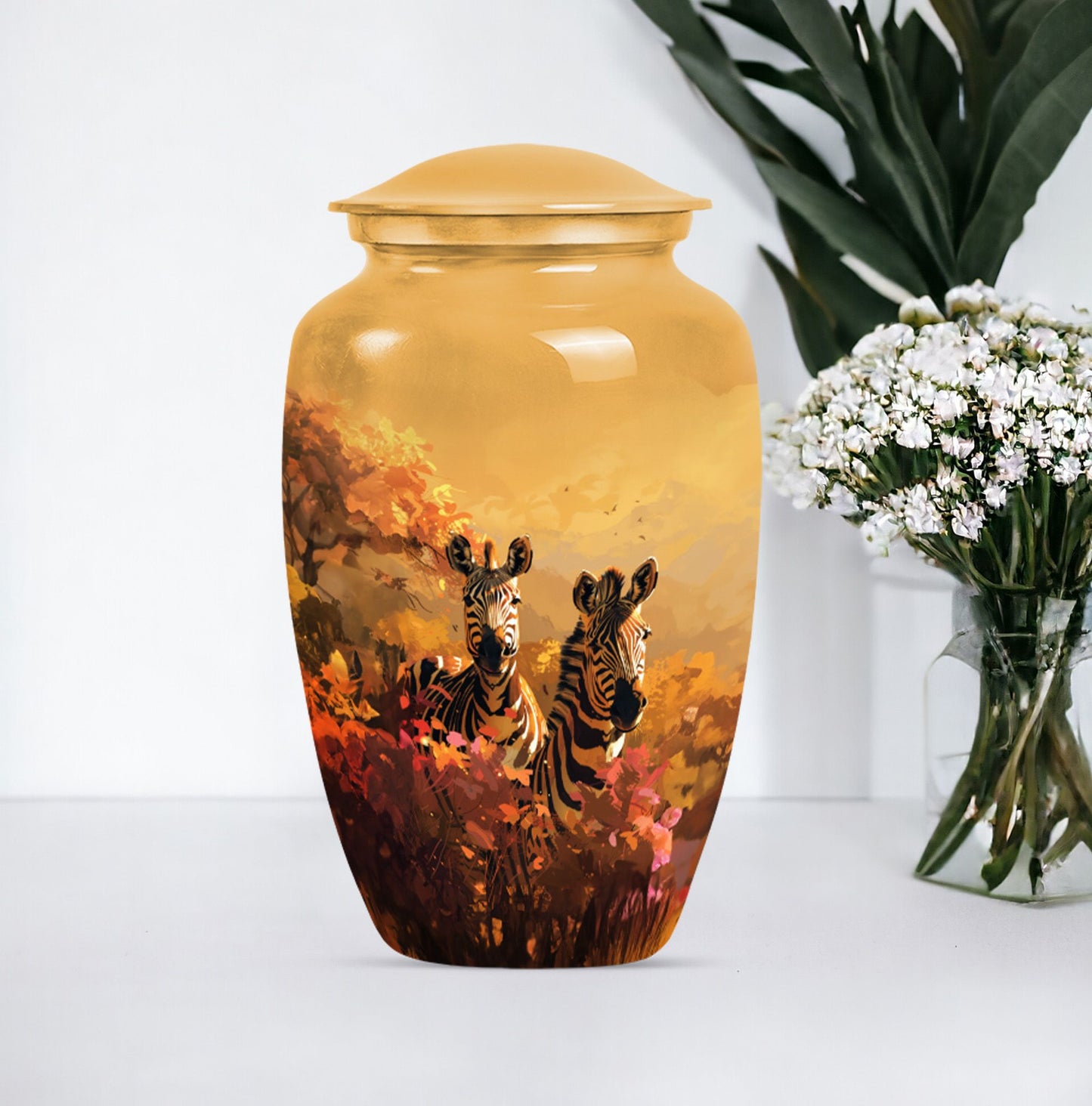 10 inch Aluminium Medium Zebra urn.