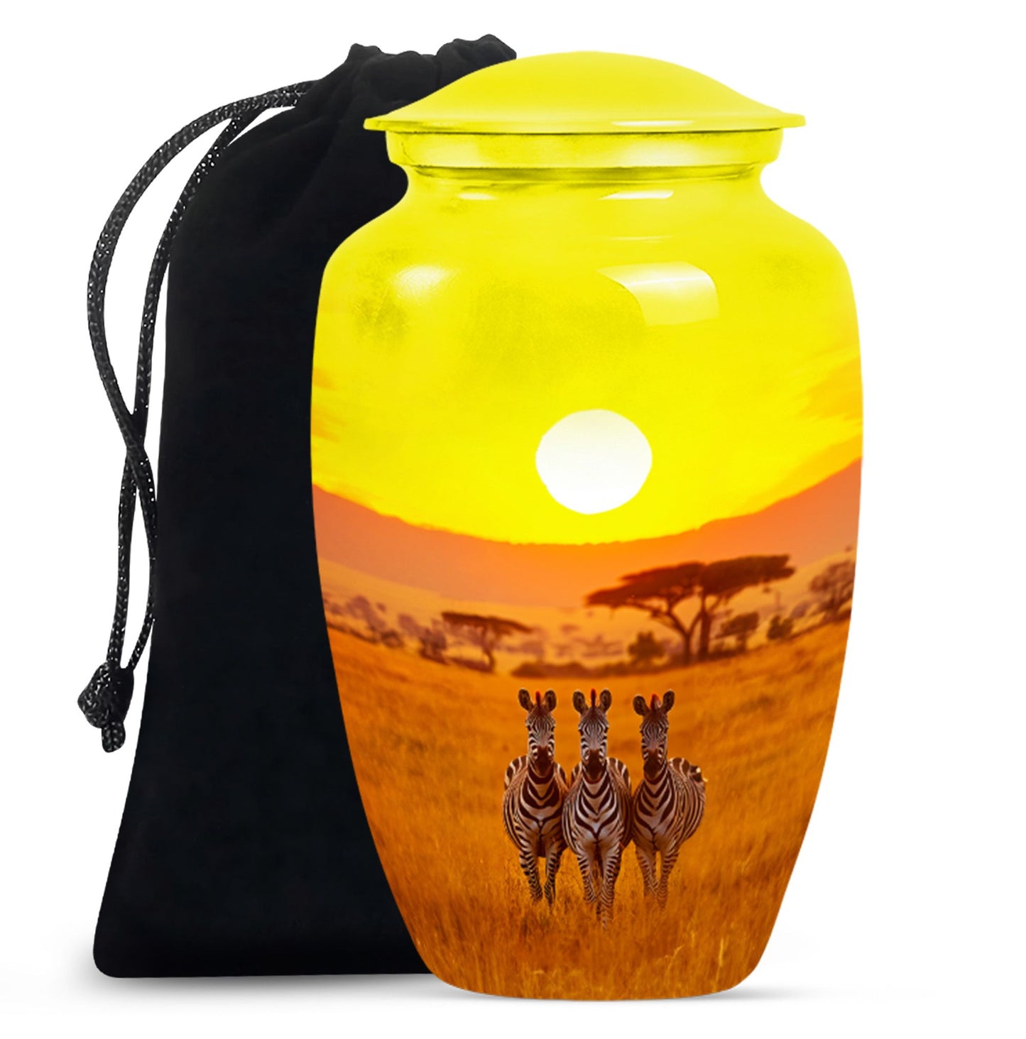 10-inch zebra Urn for ashes.