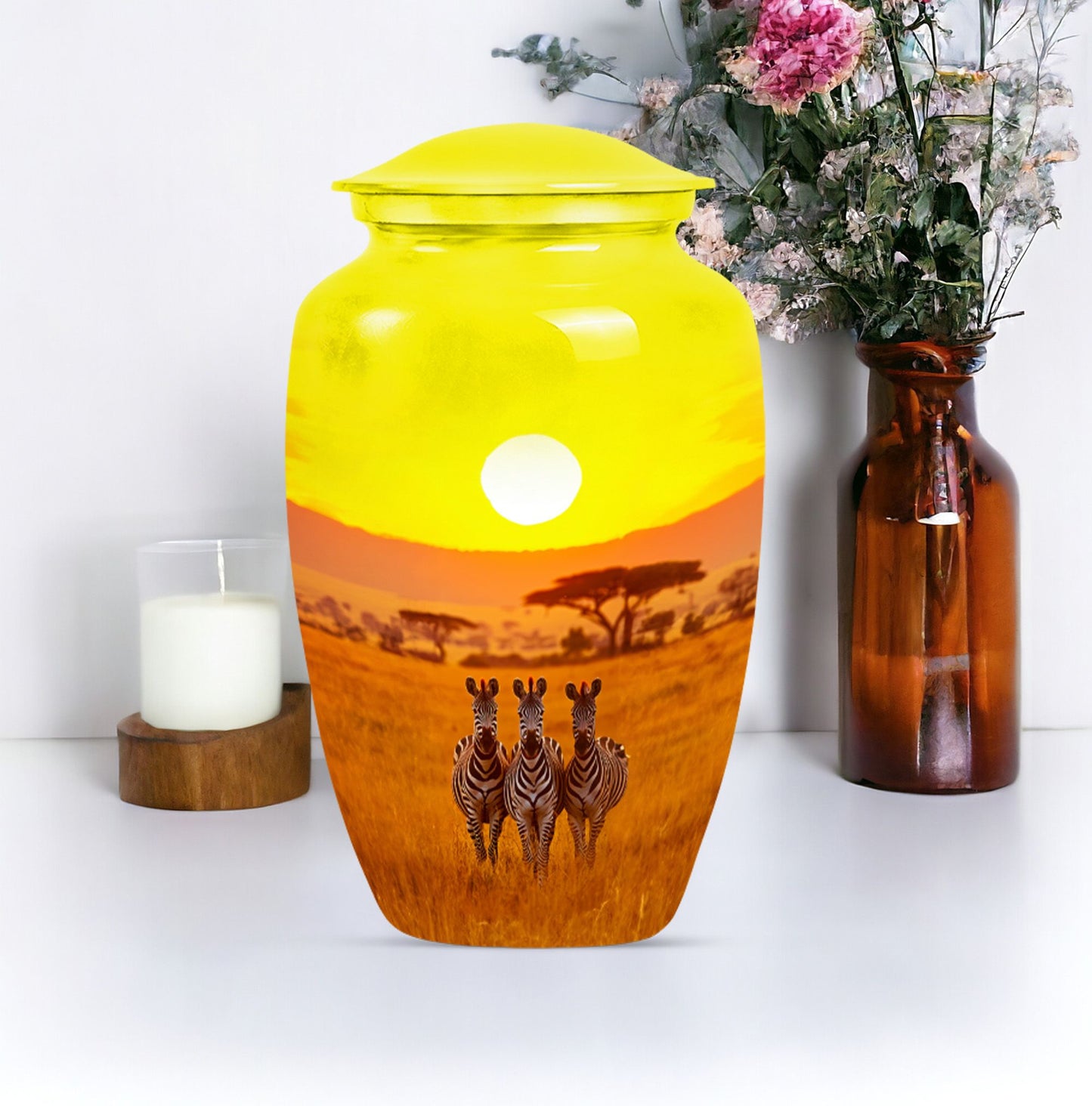 10-inch zebra Urn for ashes.