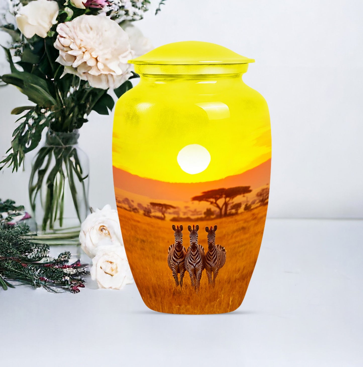 10-inch zebra Urn for ashes.