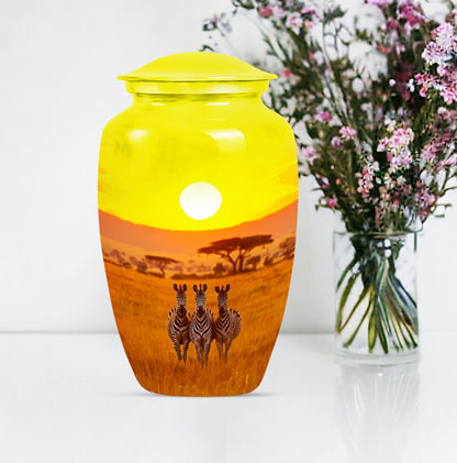 10-inch zebra Urn for ashes.