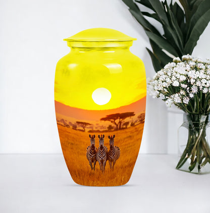 10-inch zebra Urn for ashes.