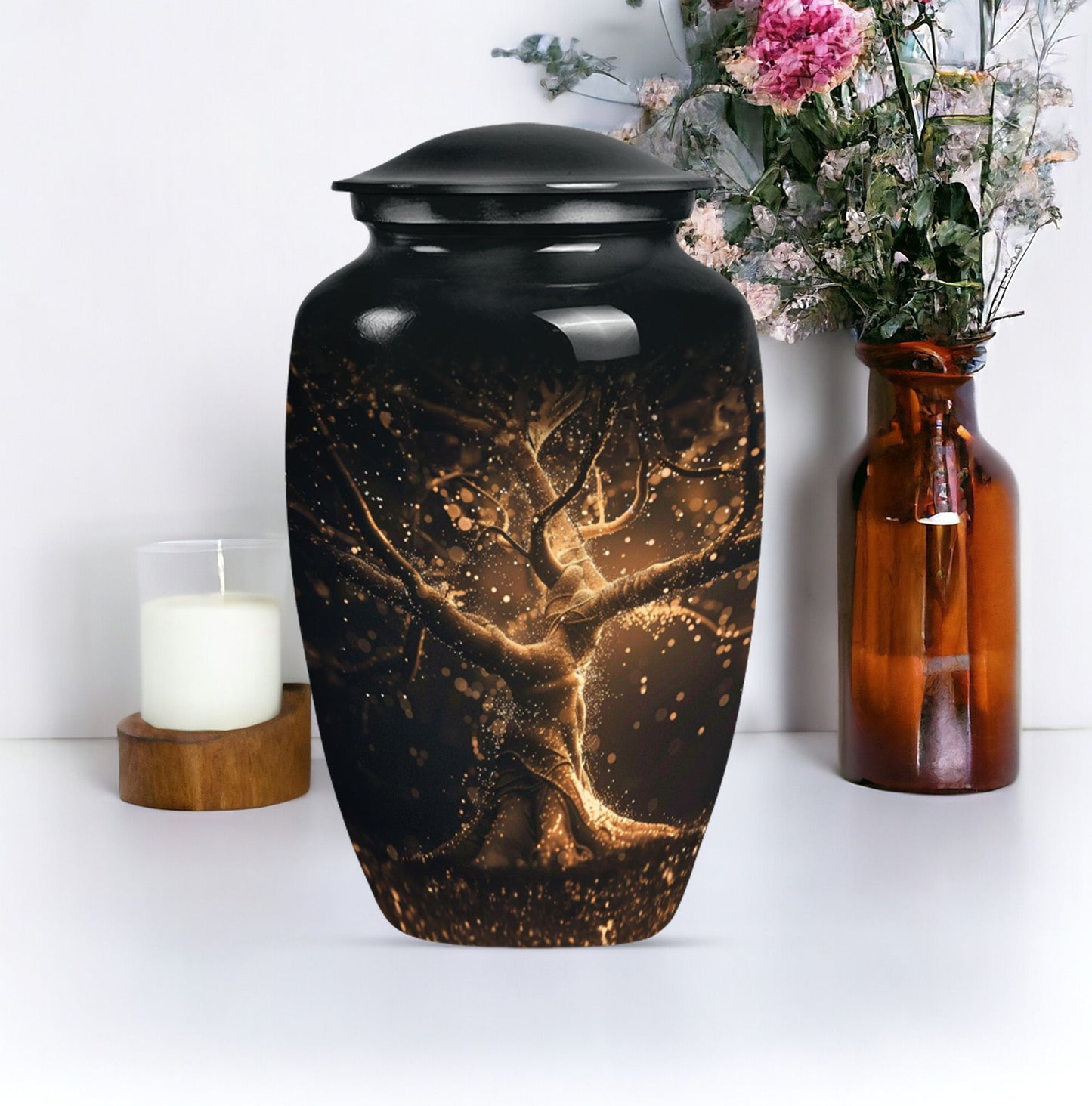 Tree of Life Memorial Urn, large size for human ashes.