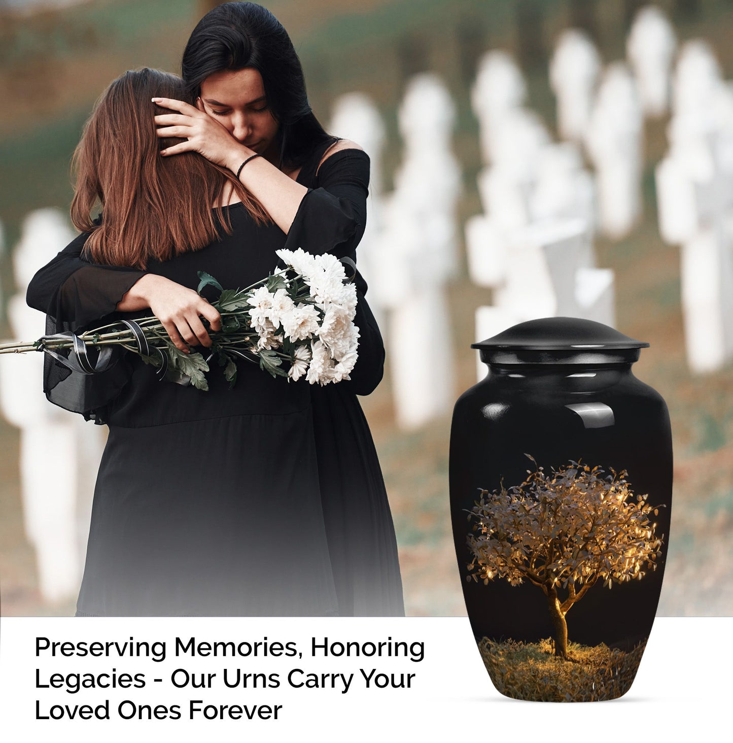 10-inch Classic Aluminium Tree of Life Urn for human ashes.