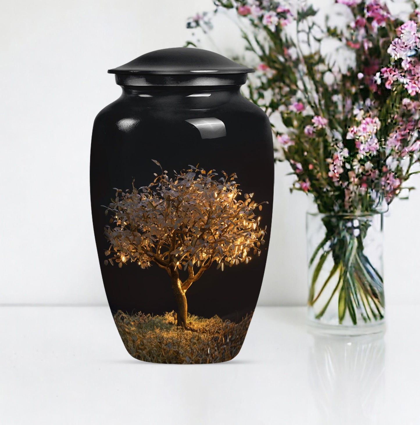 10-inch Classic Aluminium Tree of Life Urn for human ashes.