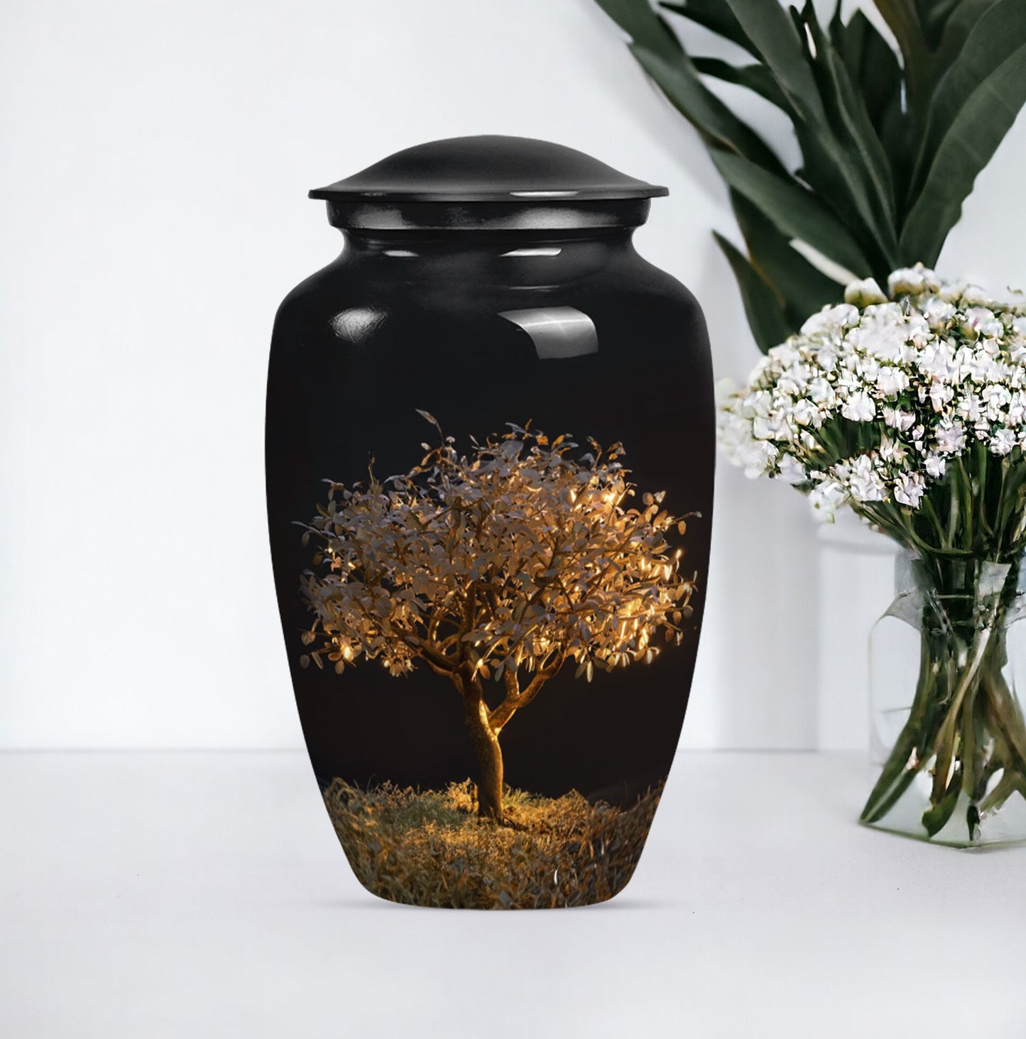 10-inch Classic Aluminium Tree of Life Urn for human ashes.