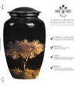 10-inch classic Tree of Life urn for adult human ashes.