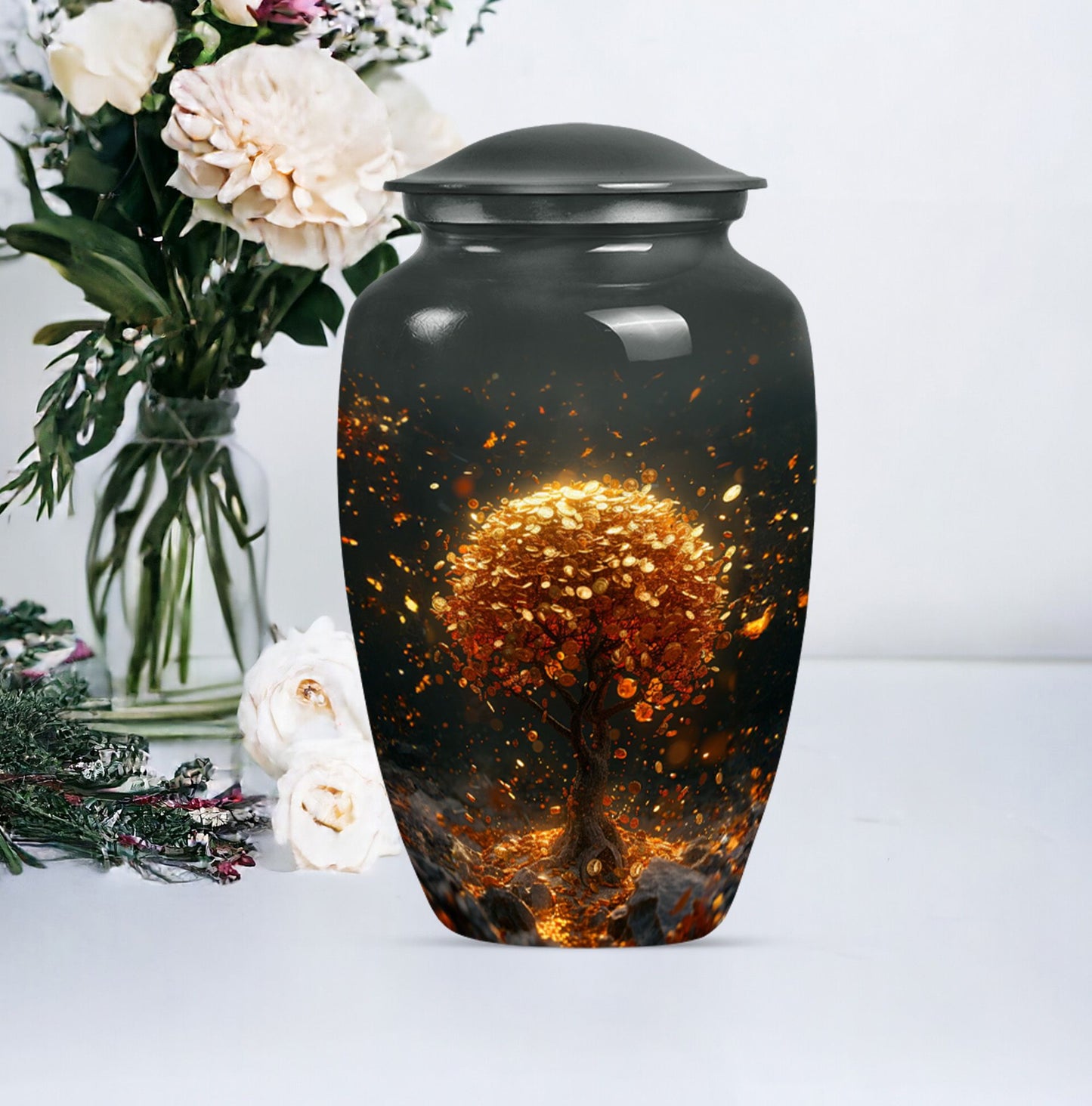 10-inch tree of life urn in classic design for human ashes.