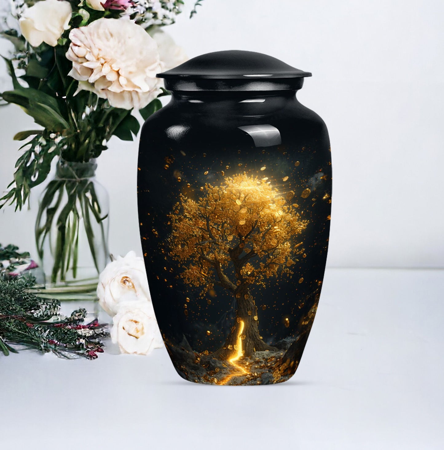 10-inch tree of life urn for burial ashes.