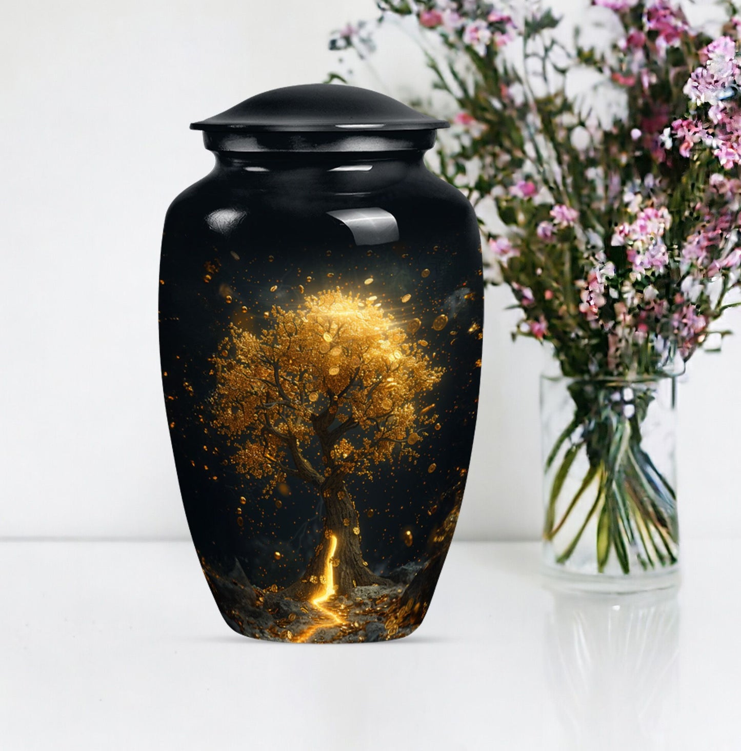 10-inch tree of life urn for burial ashes.