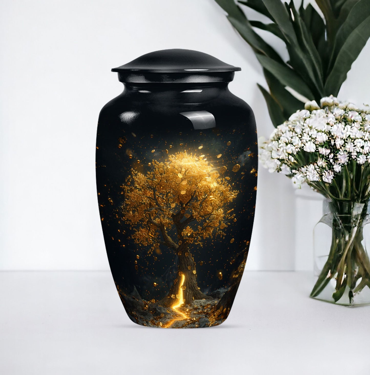 10-inch tree of life urn for burial ashes.