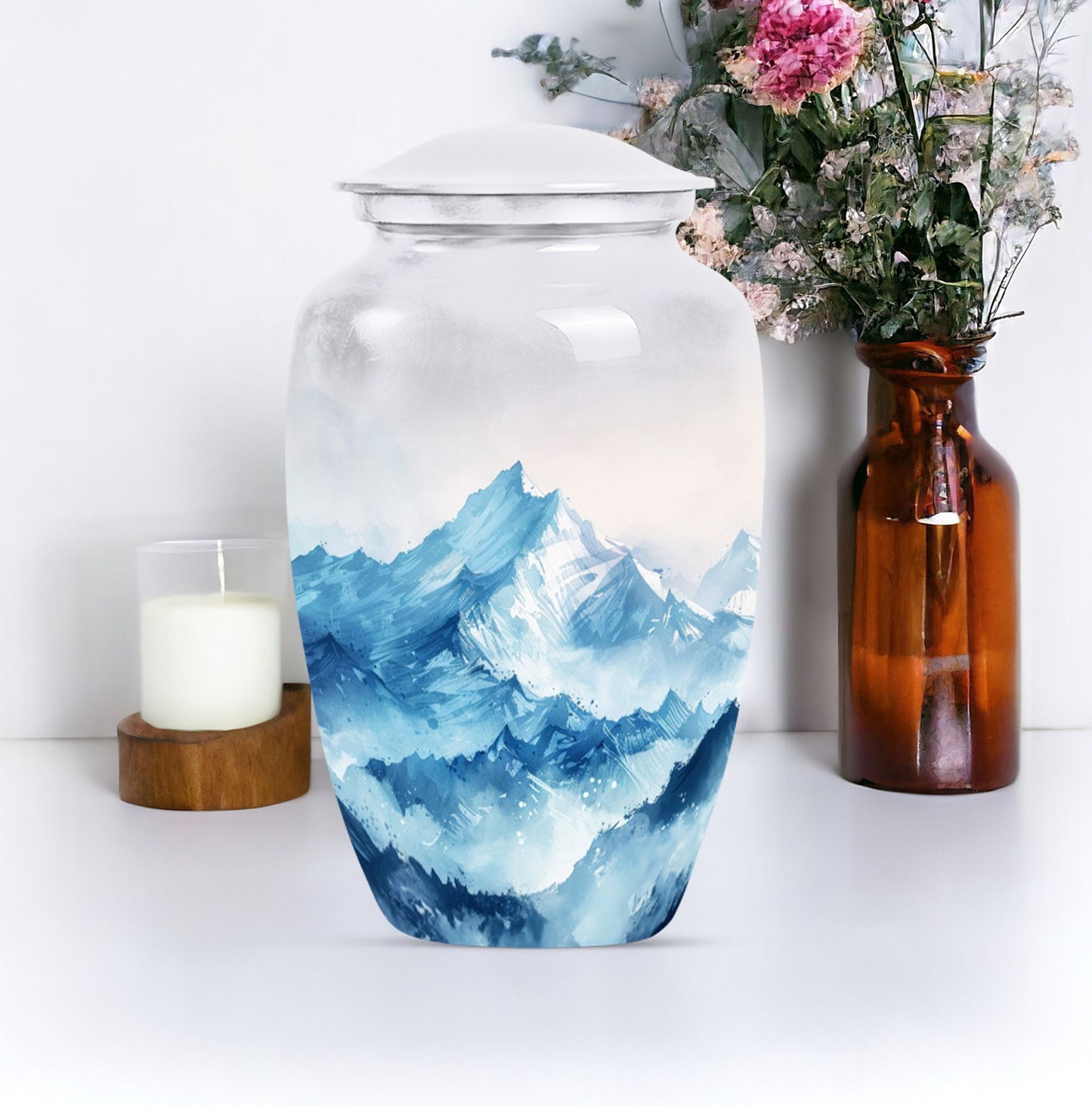 Classic 10 inch mountains urn made of aluminium