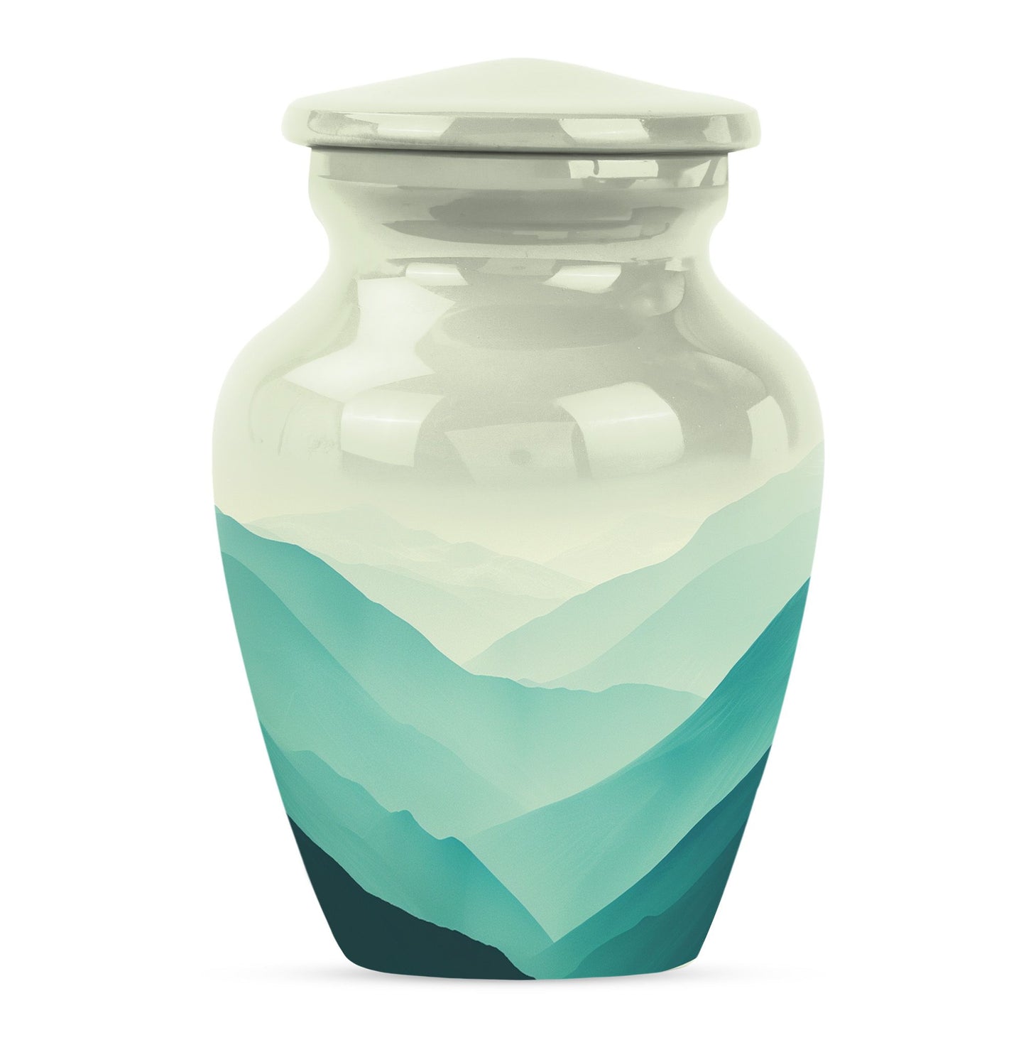 Classic mountain-theme aluminium urn for adult male memorial