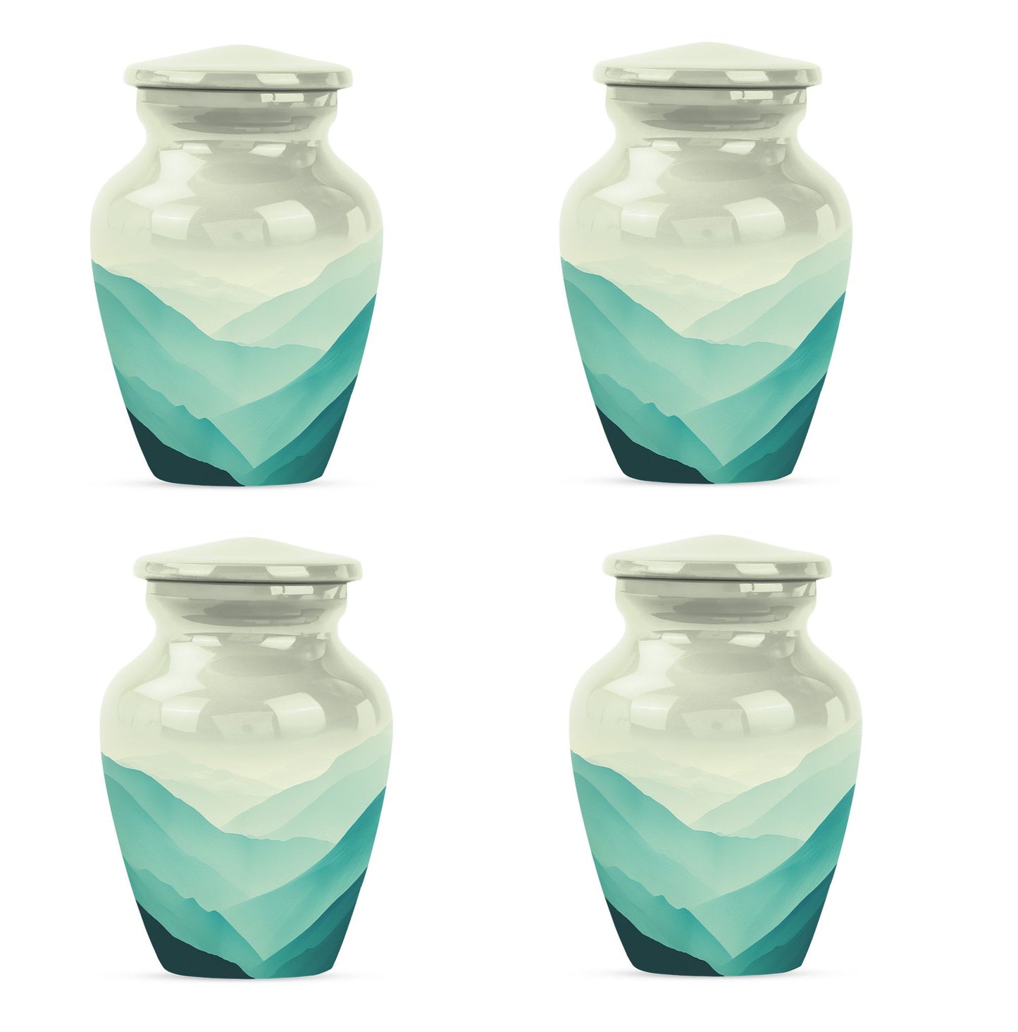 Classic mountain-theme aluminium urn for adult male memorial