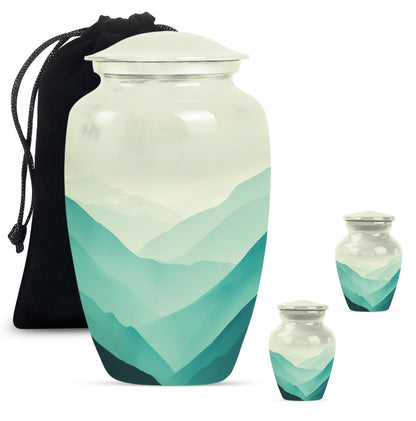 Classic mountain-theme aluminium urn for adult male memorial