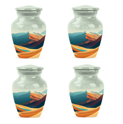 Classic 10-inch mountains urn made of aluminium for dad's cremation ashes.
