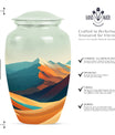 Classic 10-inch mountains urn made of aluminium for dad's cremation ashes.