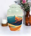 Classic 10-inch mountains urn made of aluminium for dad's cremation ashes.