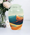 Classic 10-inch mountains urn made of aluminium for dad's cremation ashes.