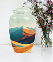 Classic 10-inch mountains urn made of aluminium for dad's cremation ashes.