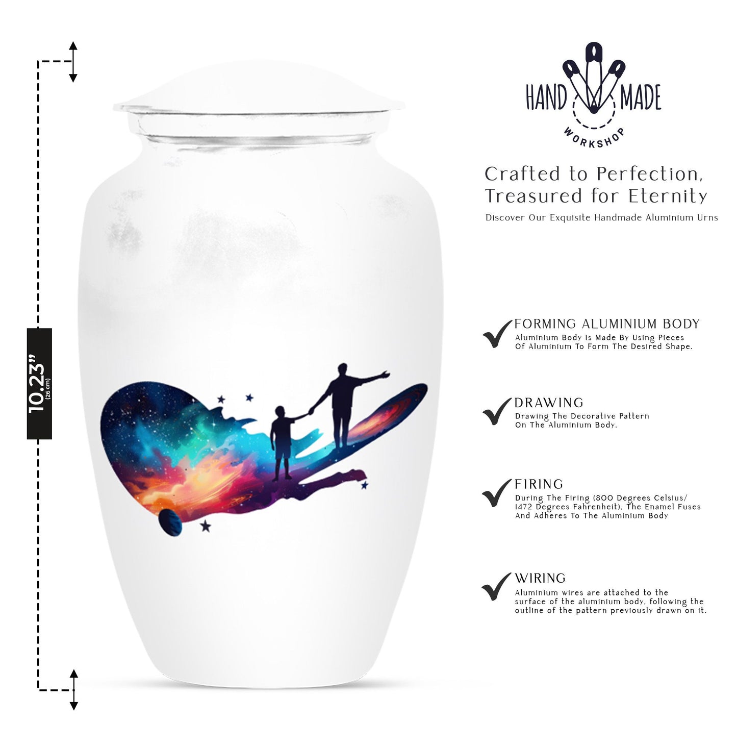 Classic 10-inch father urn, abstract design, 