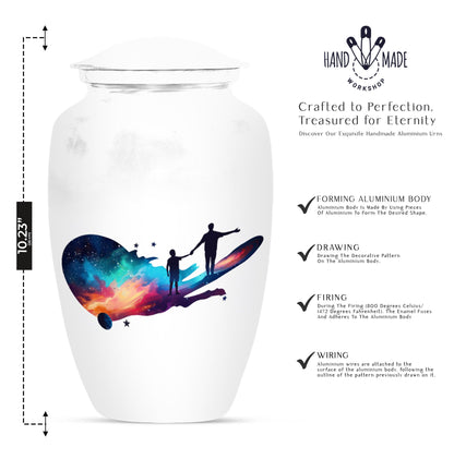 Classic 10-inch father urn, abstract design, 