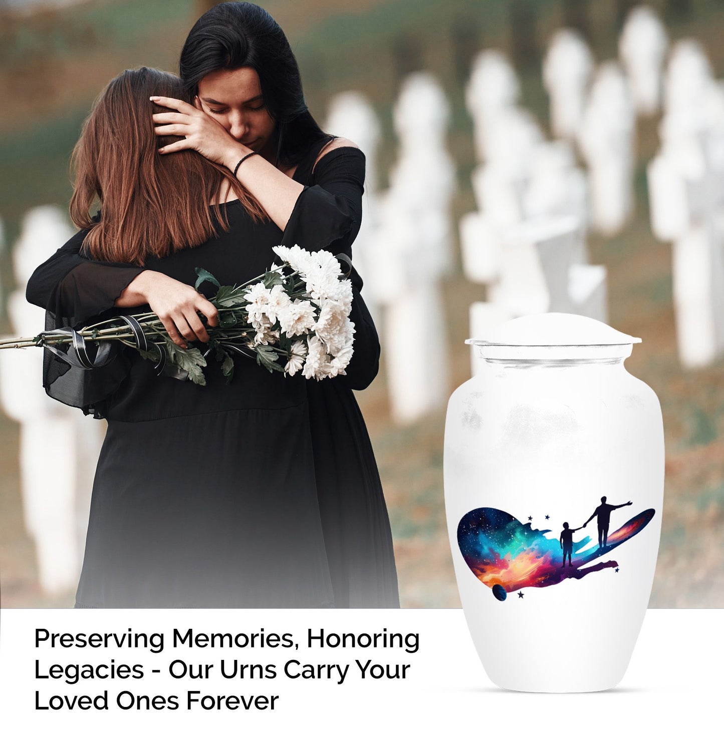 Classic 10-inch father urn, abstract design, 