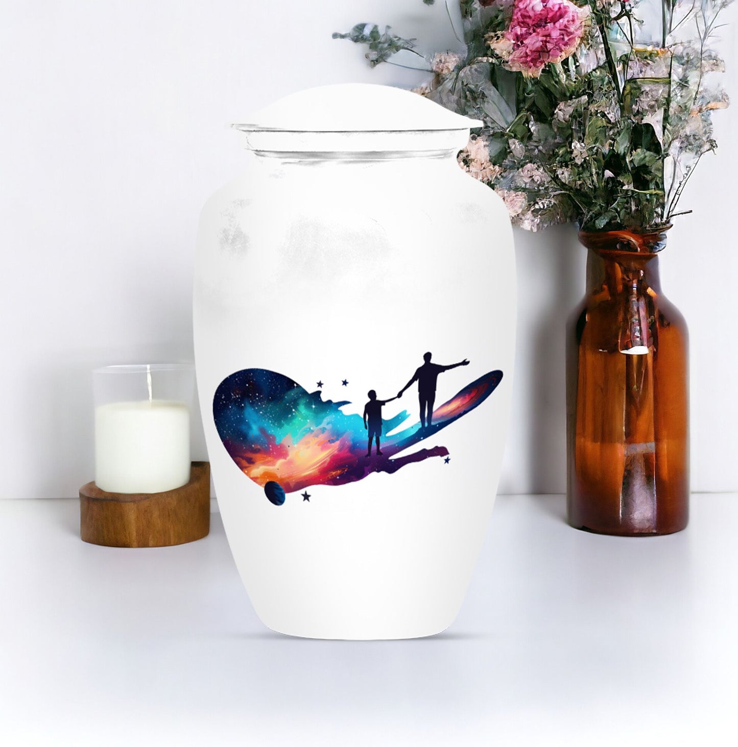 Classic 10-inch father urn, abstract design, 