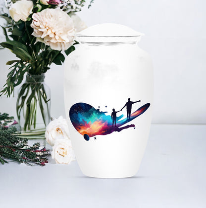 Classic 10-inch father urn, abstract design, 