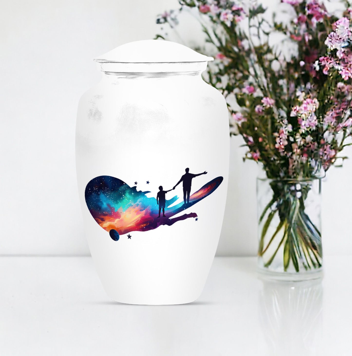 Classic 10-inch father urn, abstract design, 