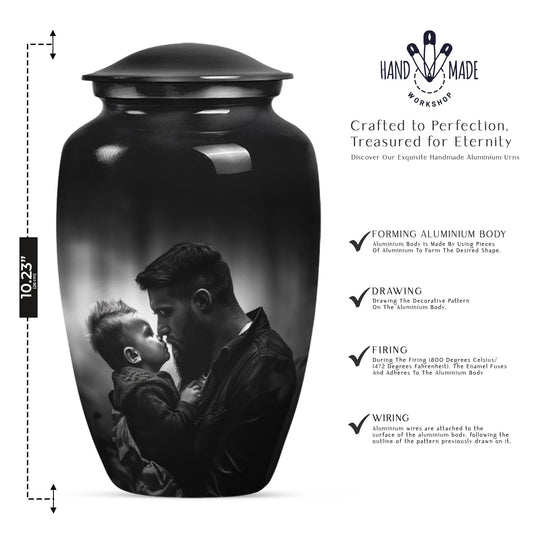 10-inch classic aluminum father urn, funeral urn.