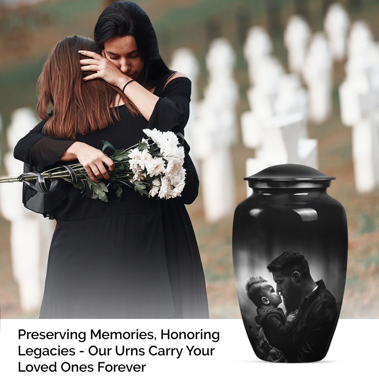 10-inch classic aluminum father urn, funeral urn.