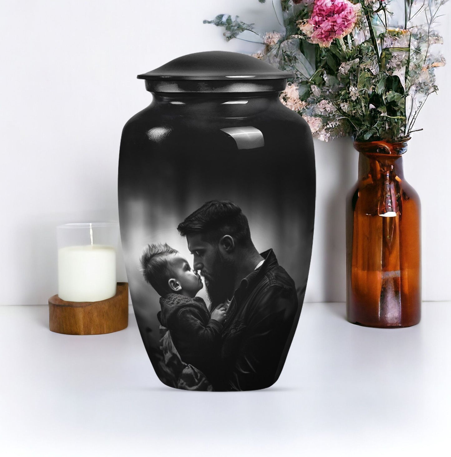 10-inch classic aluminum father urn, funeral urn.