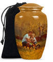 Classic 10-inch Aluminum Father Urn for adult ash burial.