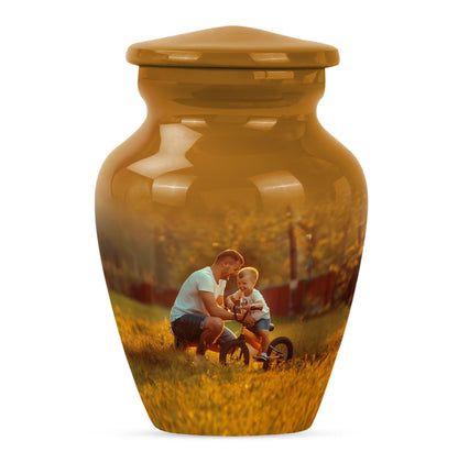 Classic 10-inch Aluminum Father Urn for adult ash burial.