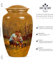 Classic 10-inch Aluminum Father Urn for adult ash burial.