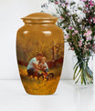 Classic 10-inch Aluminum Father Urn for adult ash burial.
