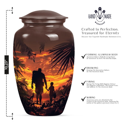 10-inch classic aluminium urn for dad or mom.