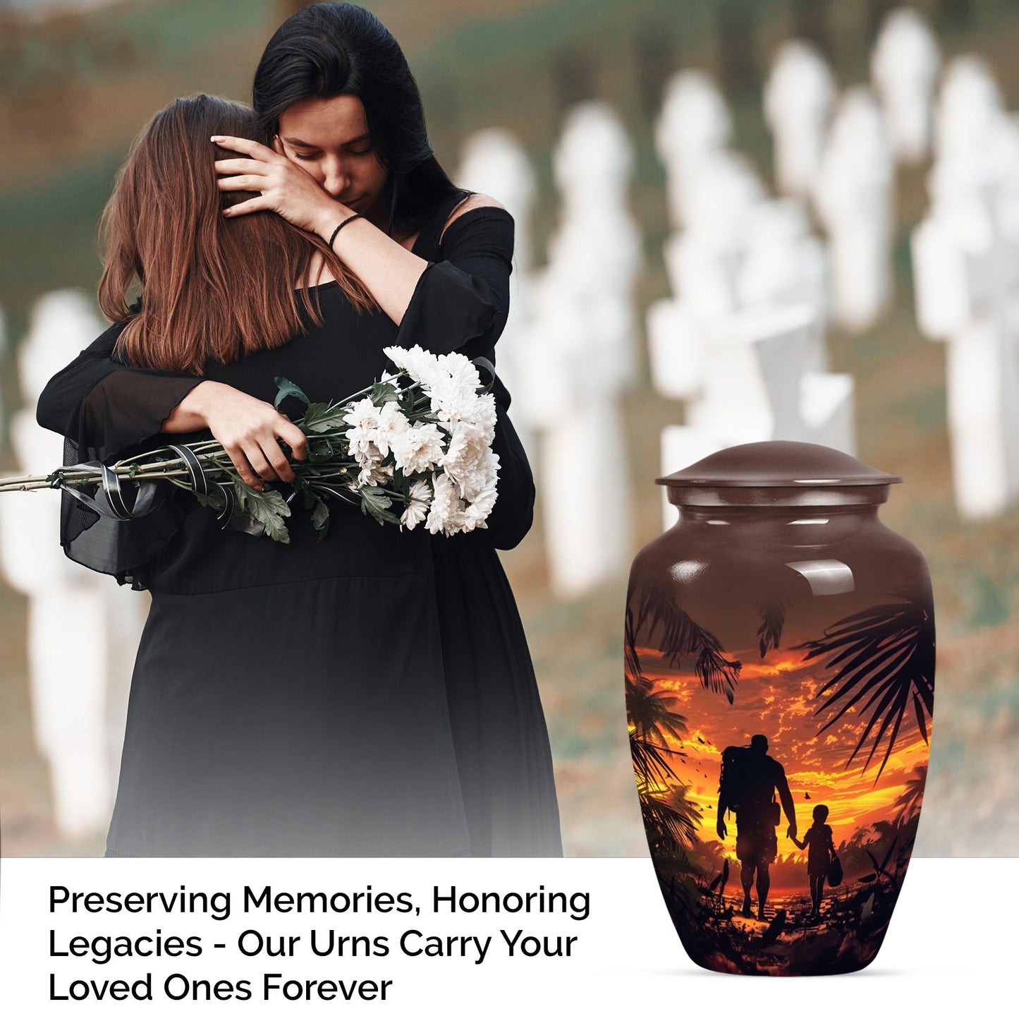 10-inch classic aluminium urn for dad or mom.