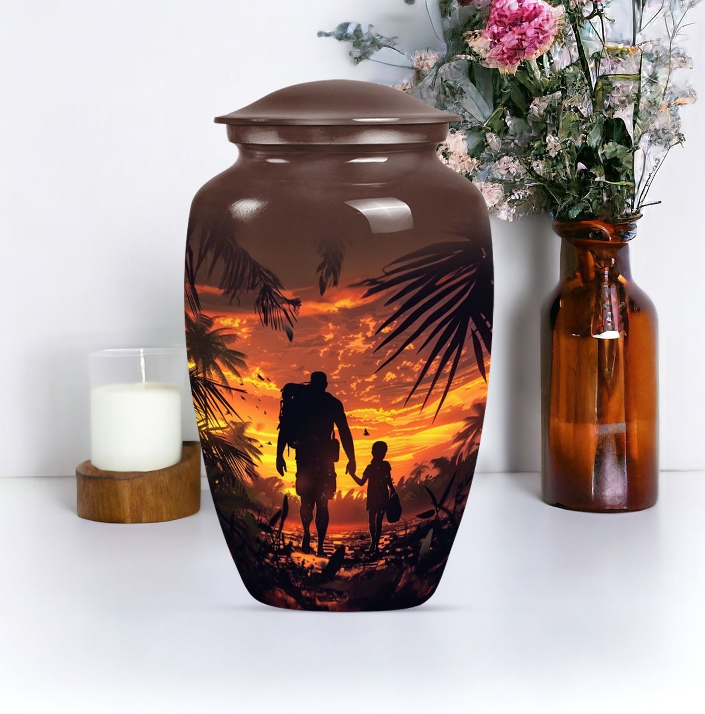 10-inch classic aluminium urn for dad or mom.