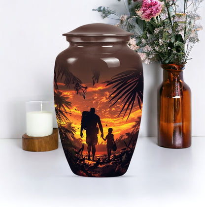 10-inch classic aluminium urn for dad or mom.