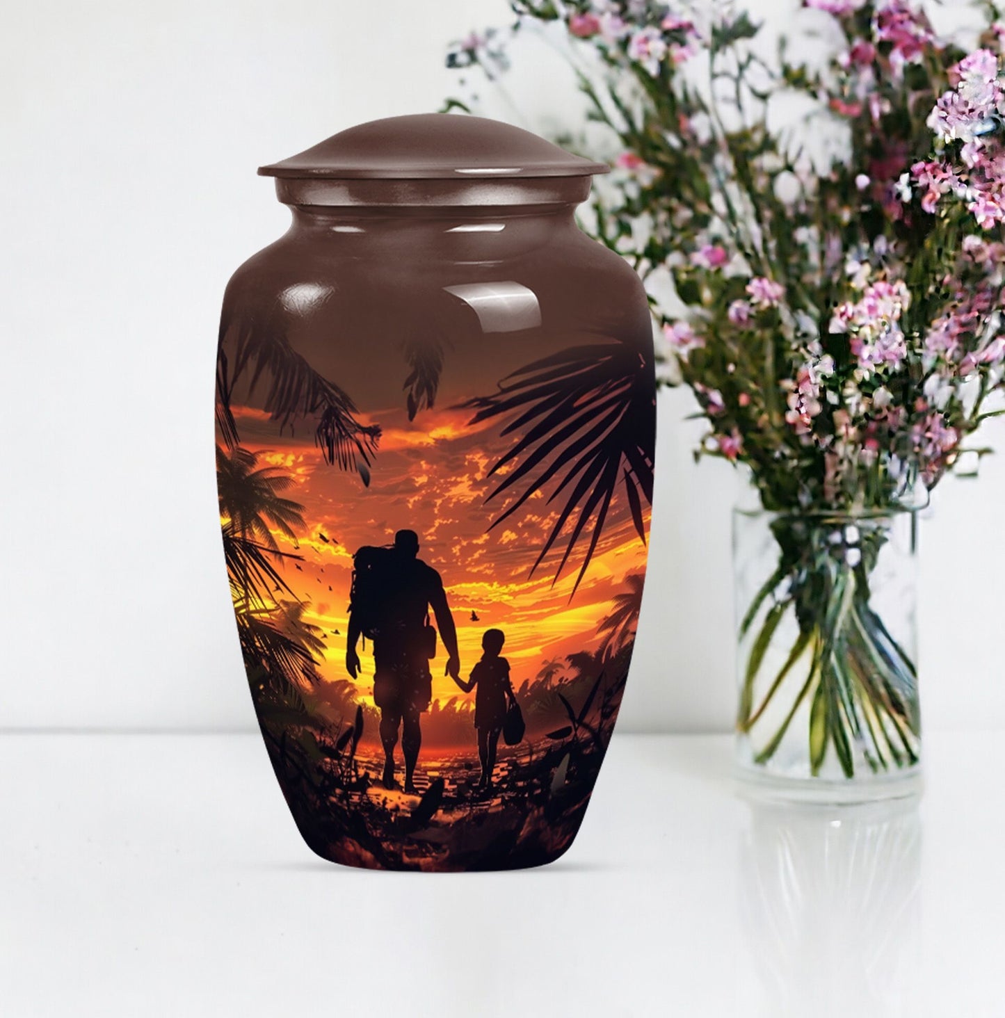 10-inch classic aluminium urn for dad or mom.