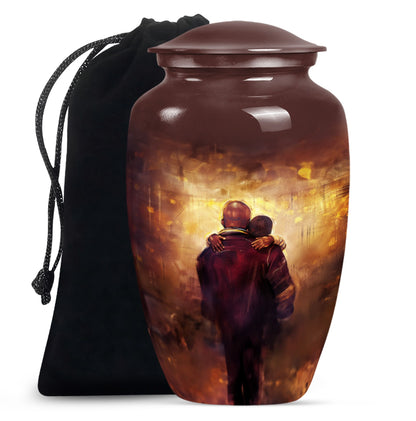 Classic 10-inch father urn, aluminium material.
