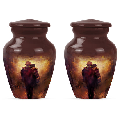 Classic 10-inch father urn, aluminium material.