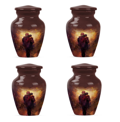 Classic 10-inch father urn, aluminium material.