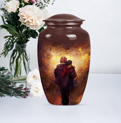 Classic 10-inch father urn, aluminium material.